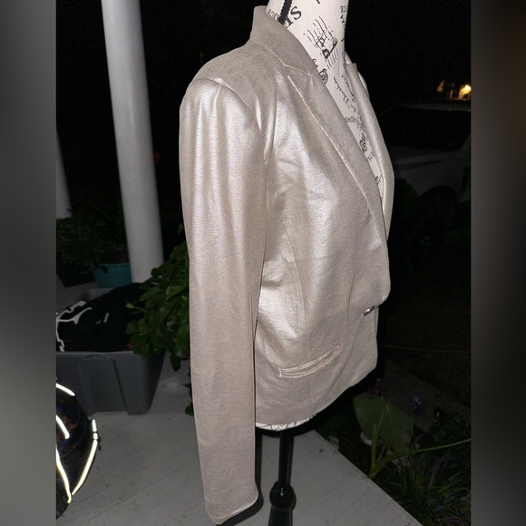 AX- Armani Exchange silver/metallic gray reptilian print faux leather blazer•Sz8 - Picture 13 of 16